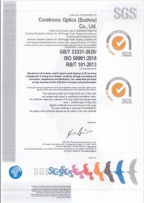 ISO 50001:2018 (Coretronic Optics (Suzhou))